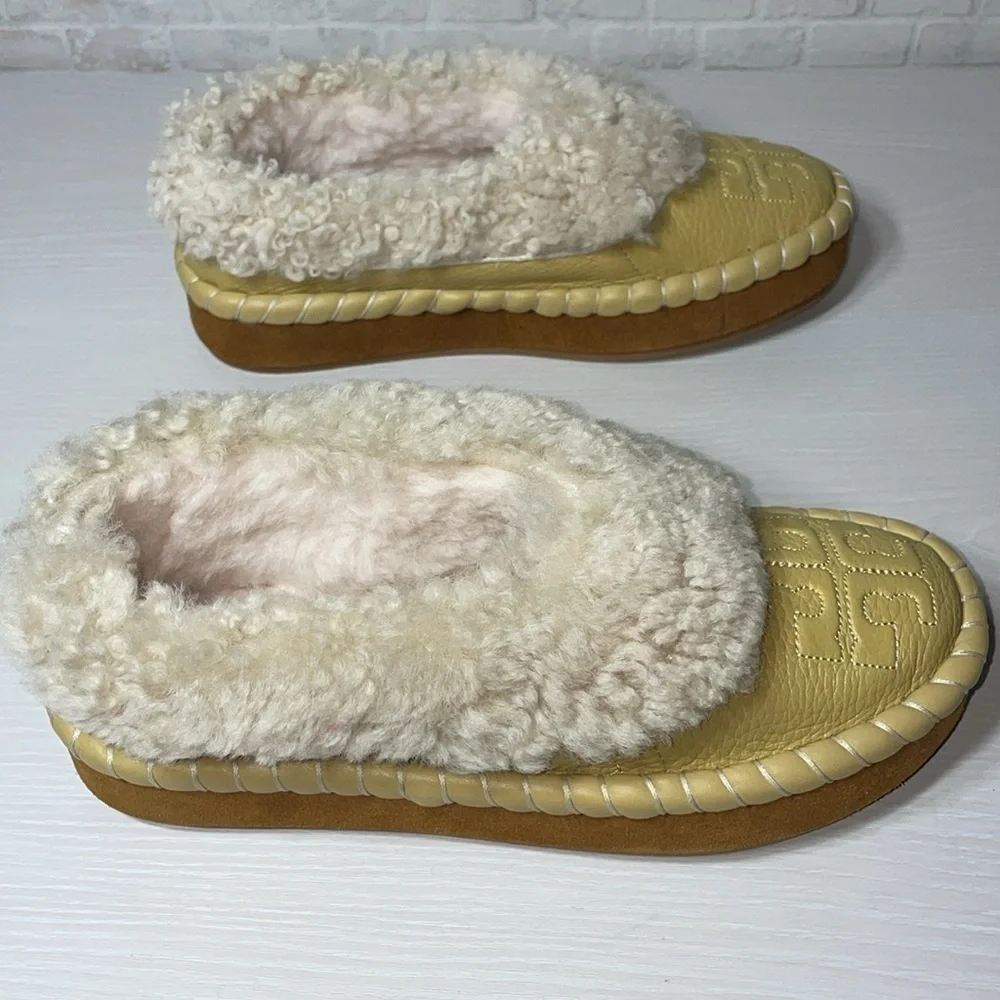 NWOT Tory Burch Leather Shearling Slipper Cornbread Ankle Boot Boho w/ Dustbag